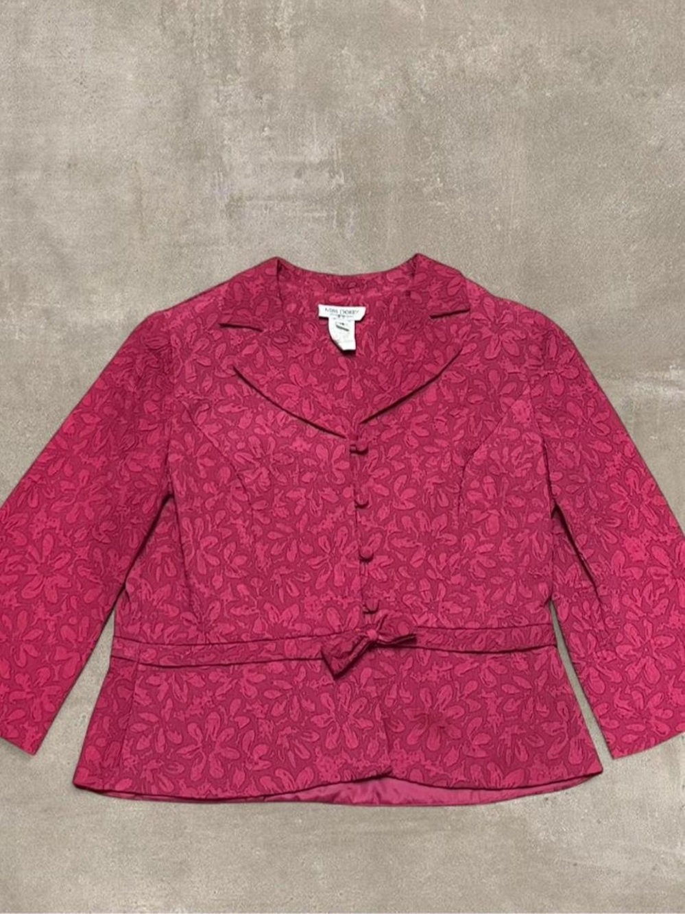 Miss Dorby Pink Floral Textured Jacket Blazer Size 16 Vintage